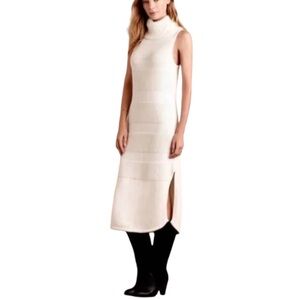 Anthropologie MOTH Cream Turtleneck Sleeveless Knit Sweater Dress Womens Small